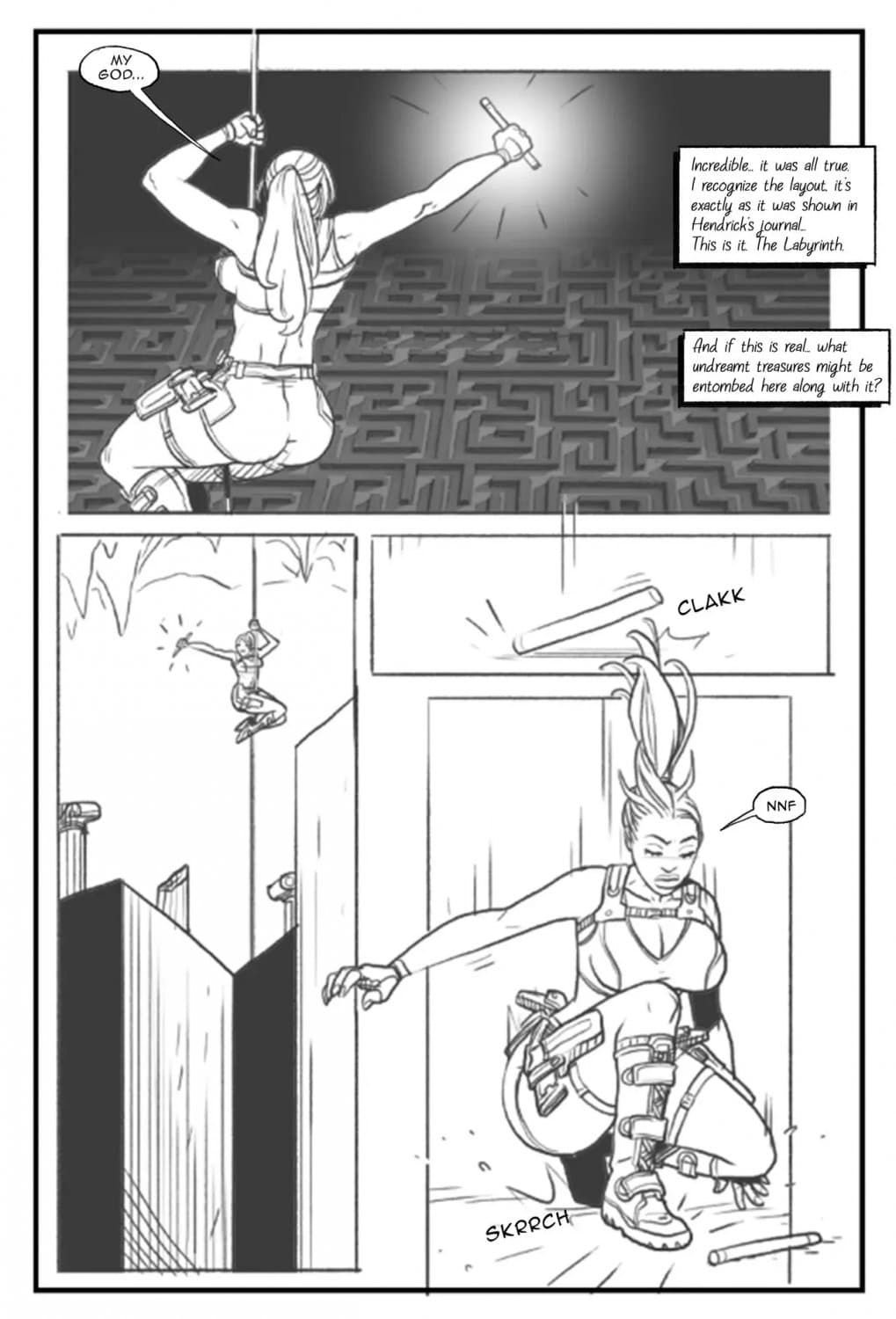 [comic] Lara Croft in the labyrinth of the minotaur (english - español)