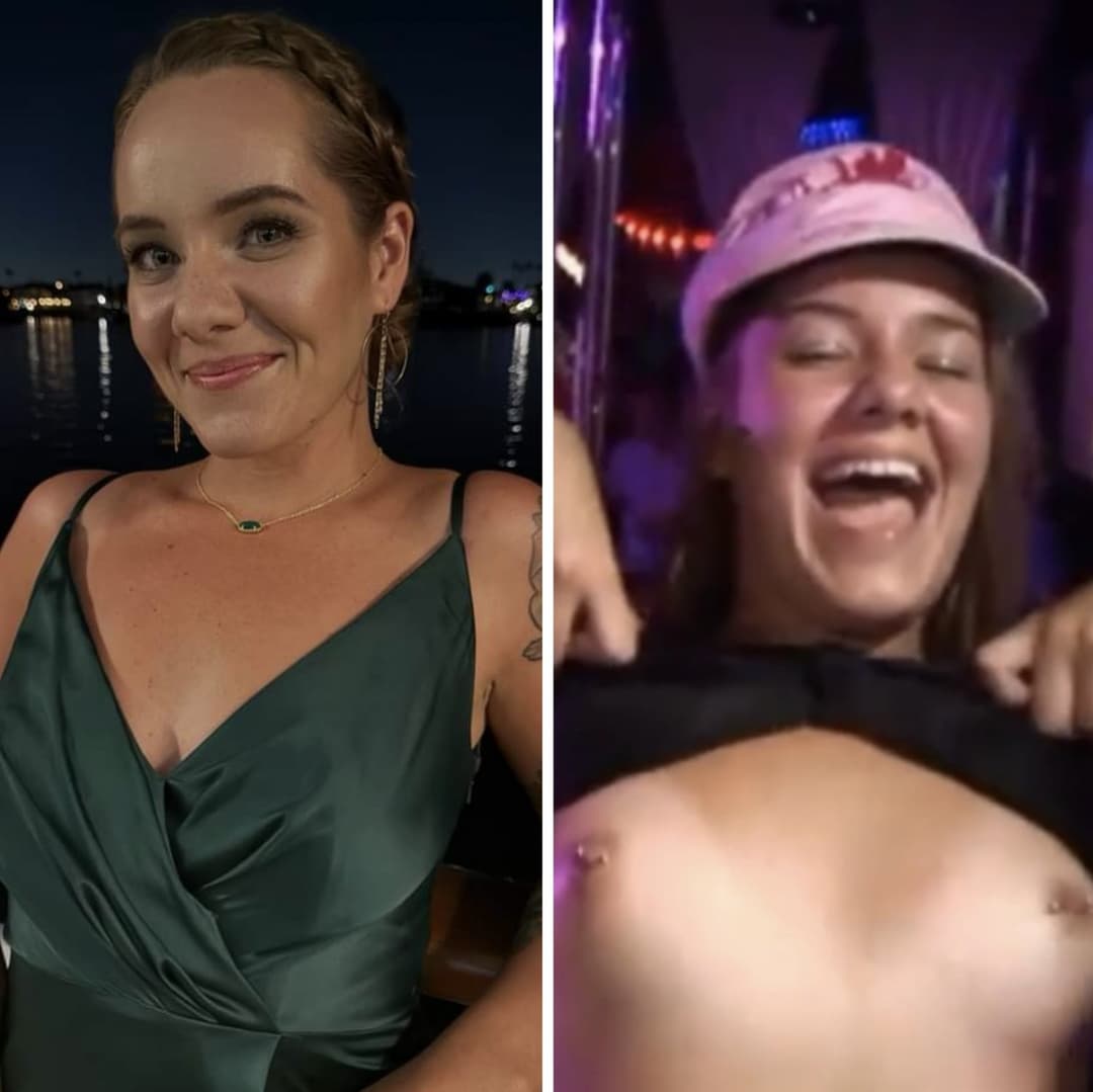 Cutie Kaylee flashes her little pierced titties in the club