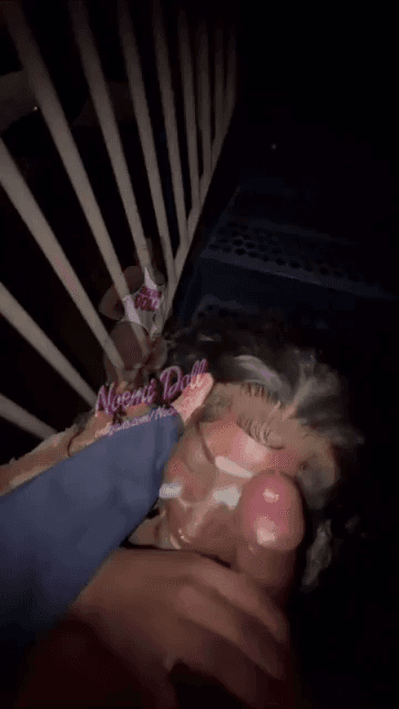 Click to view full size Thot lets a STRANGER plop his globs on her face in PUBLIC