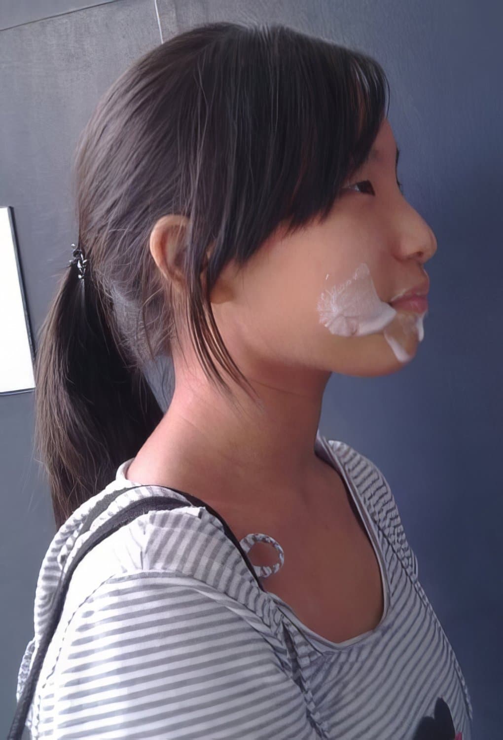 Asian girl giving amazing blowjob in toilet