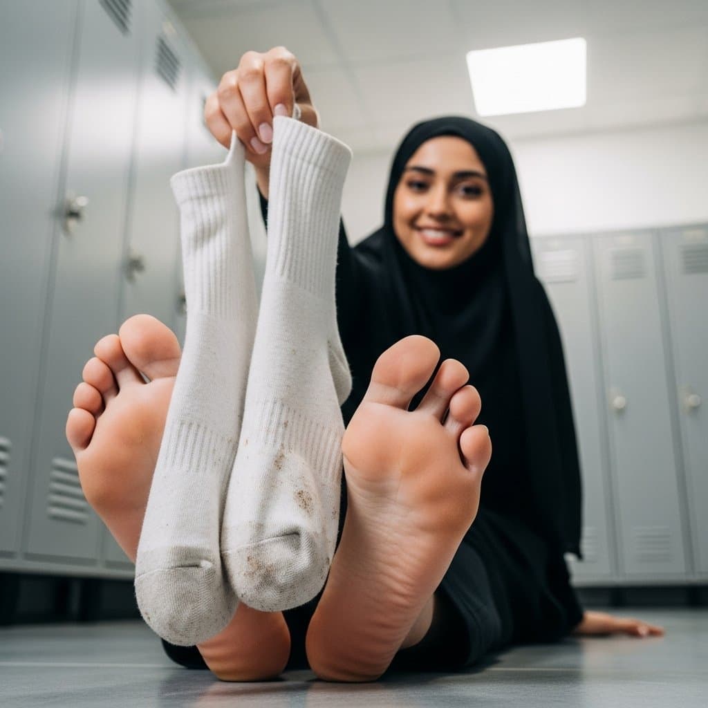 Hijabi Arab feet and spit compilation