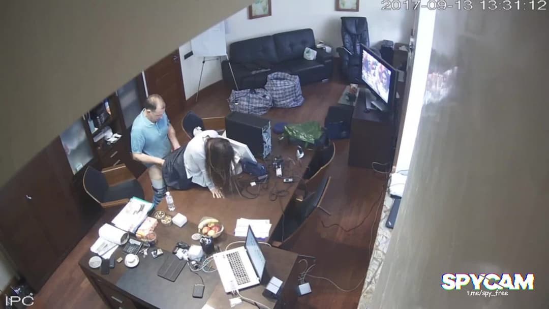IPCAM- Boss fucks milf employee in office over workdesk