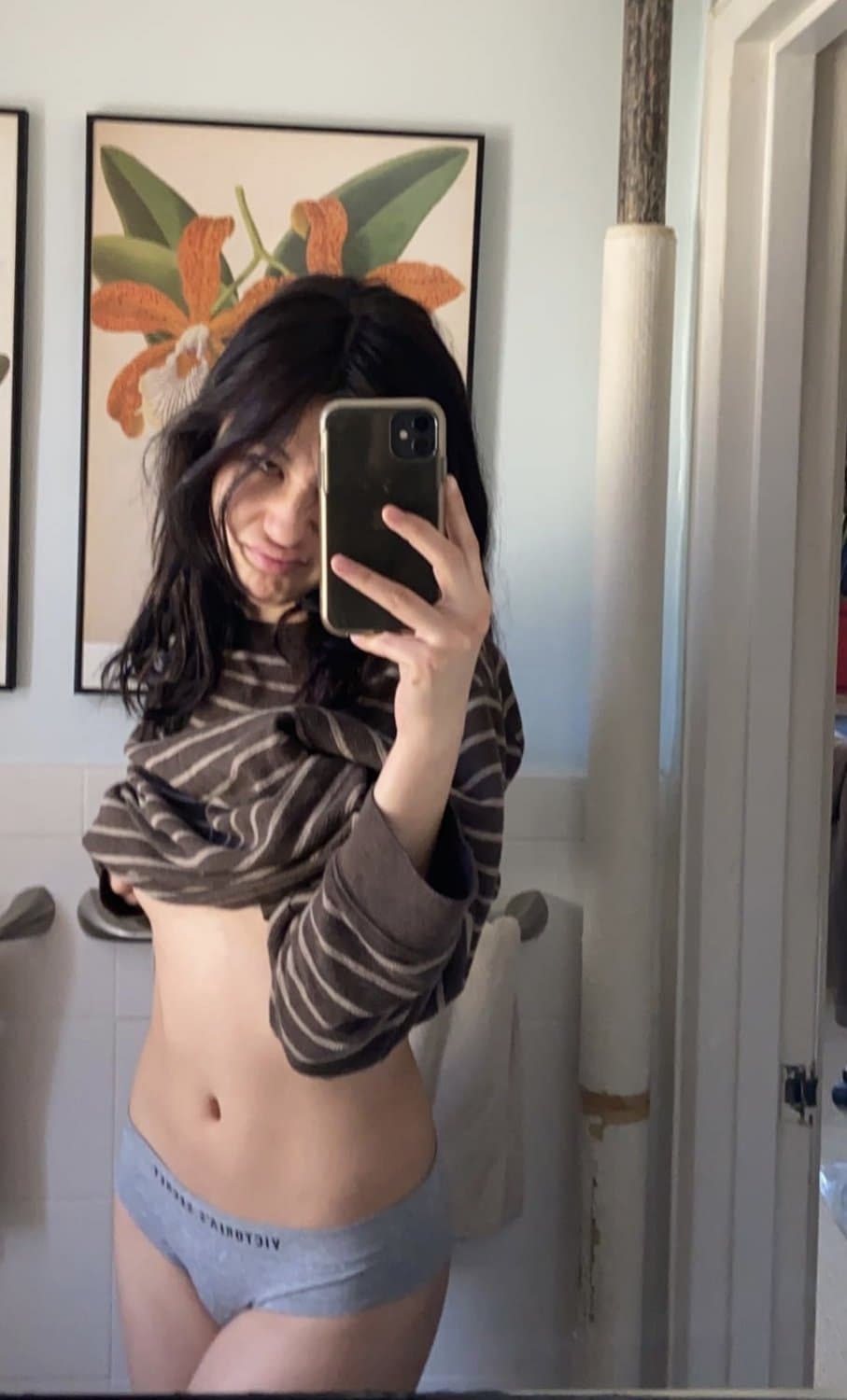ASIAN Goth Girl in Calvin Klein Panties LEAKED! Nudes included! Fap to her submissive body!