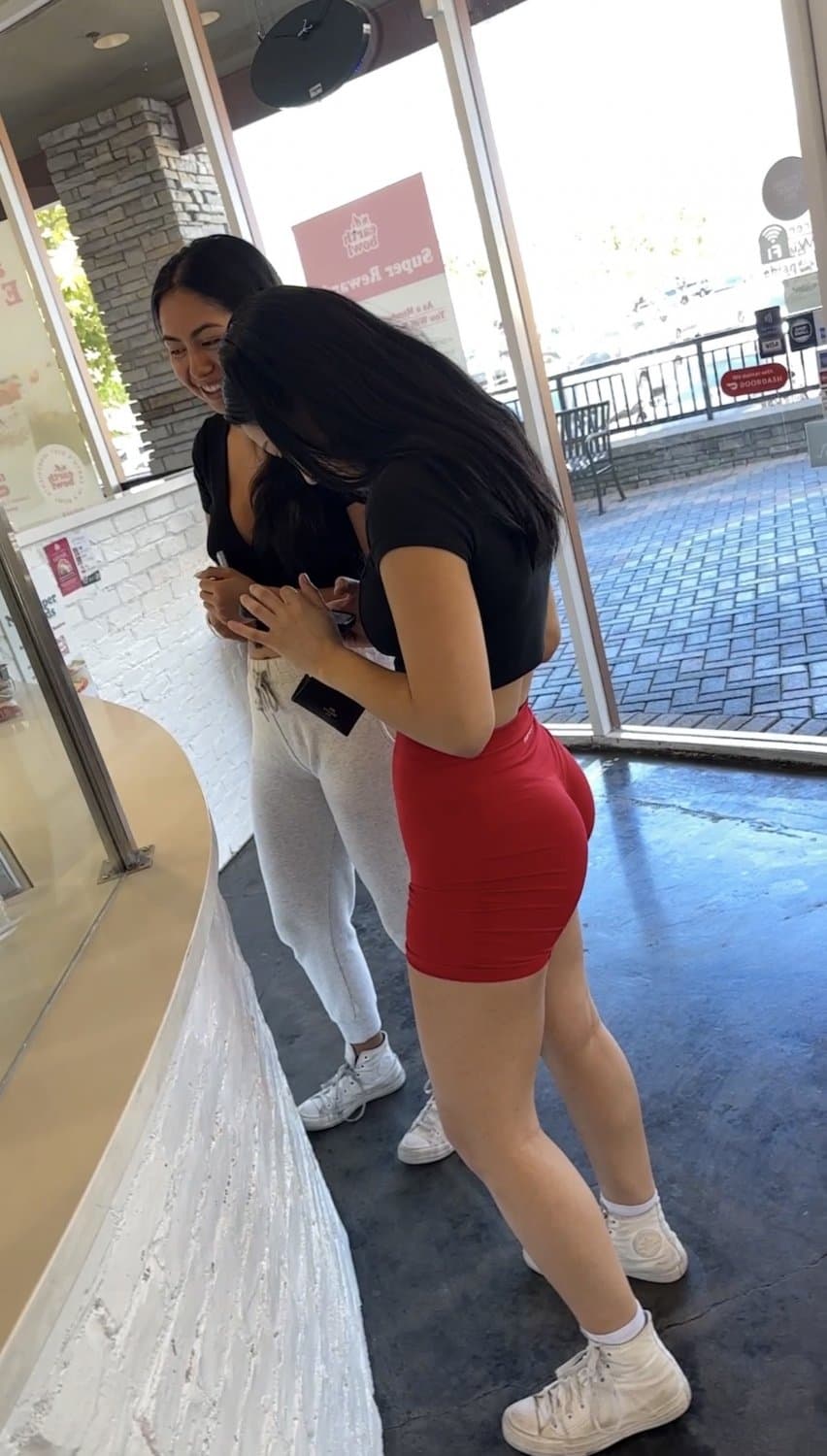 Click to view full size Latina baddie creepshot red Gym shorts