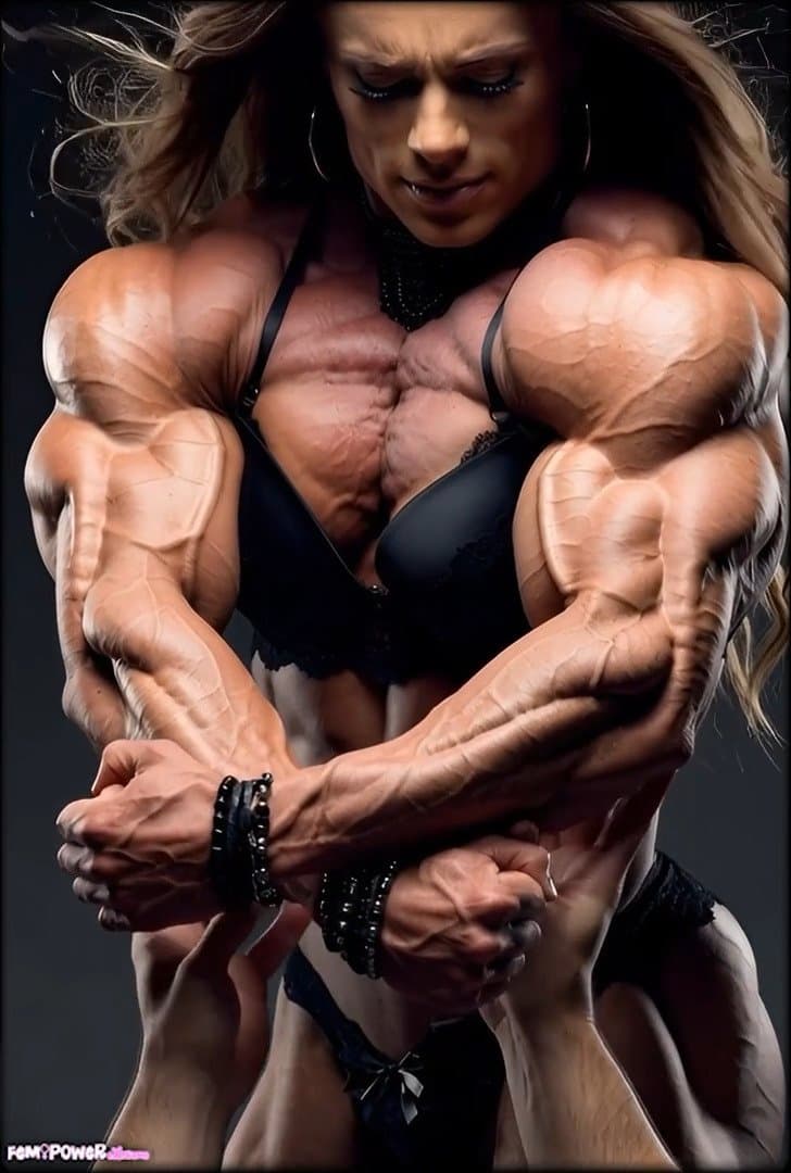 Muscle worship makes her hypertrophic masses get bigger and harder, like an erection