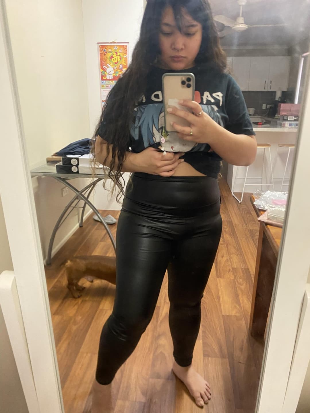 Hot Asian in tight leather pants~