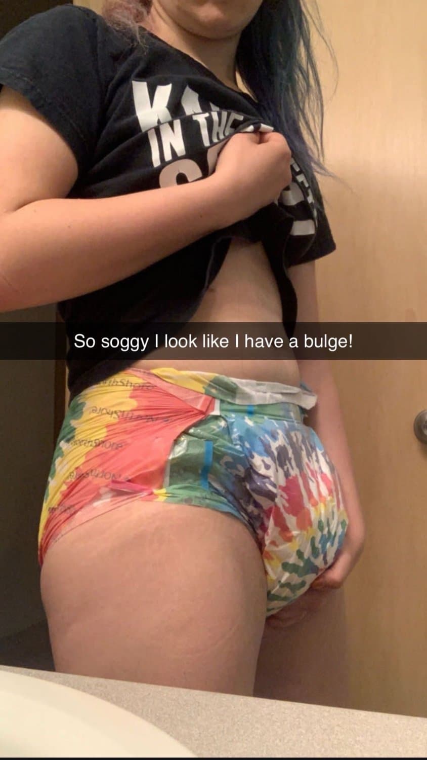 Chubby emo chick wears diapers 24/7