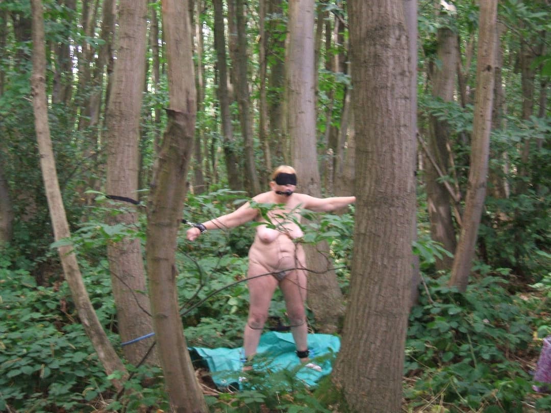 Submissive UKSlutSusan Stripped & Tied Naked in Local Woods