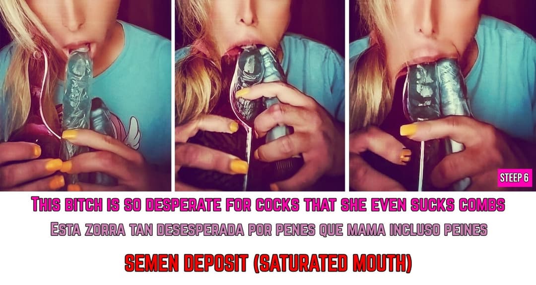 This Blonde Sissy takes 3 Toys at once for DeepThroat - Ahegao Face & Anal Fucking