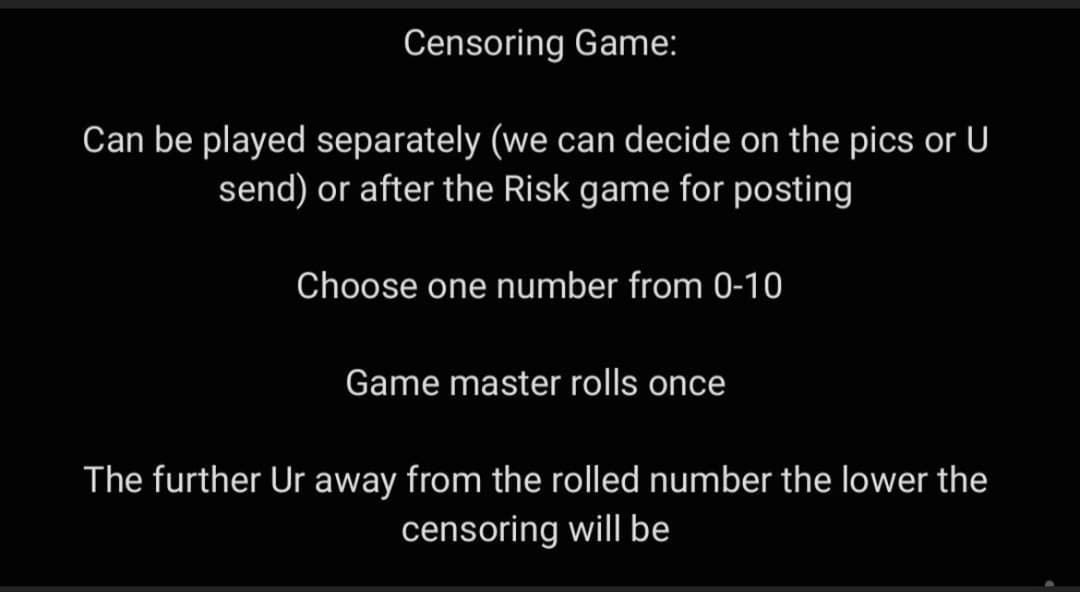 Kik me at cryptic670 to come risk your girl in censor game or exposure game