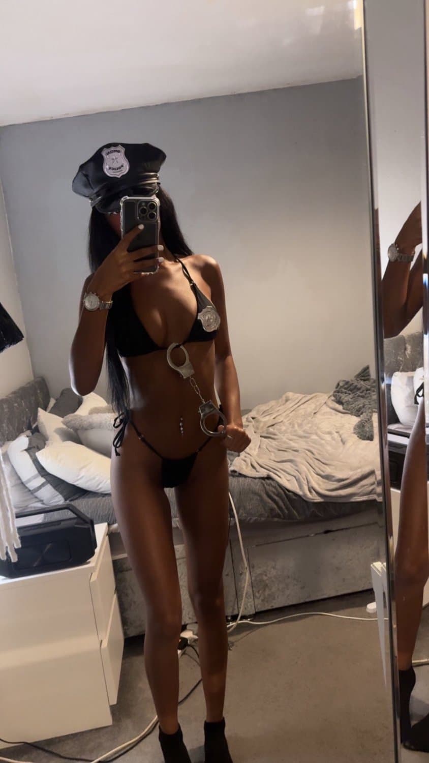 Ebony teen girlfriend shows off her sexy little body