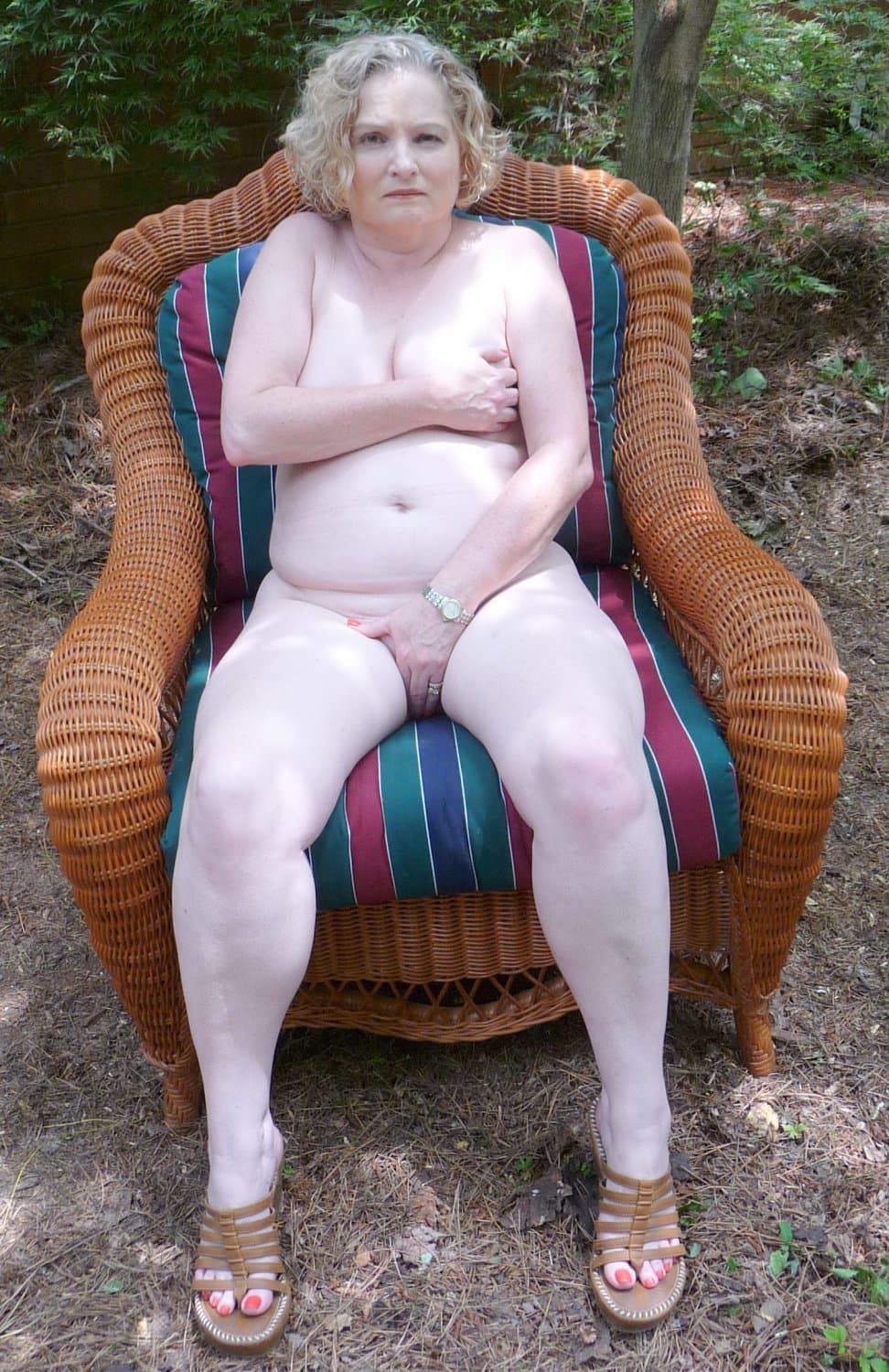 my wife posing naked outside