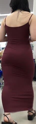 Tight, red dress on perfect body