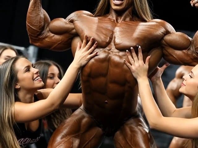Click to view full size The naked bodybuilding show now is turning to a wild lesbian muscle orgy