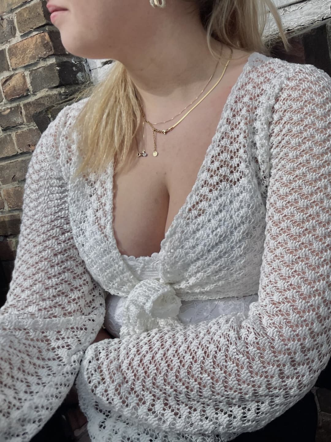 Big tits smoking cigarette in see through