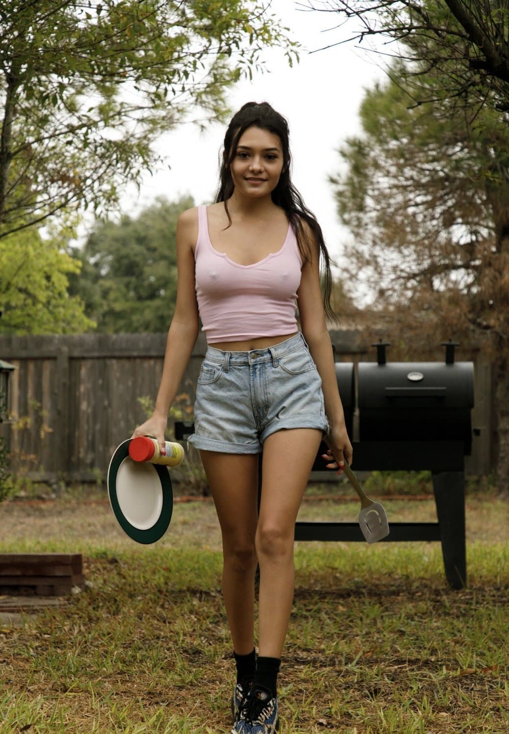 Click to view full size Sexy teen with no bra has super hard nipples