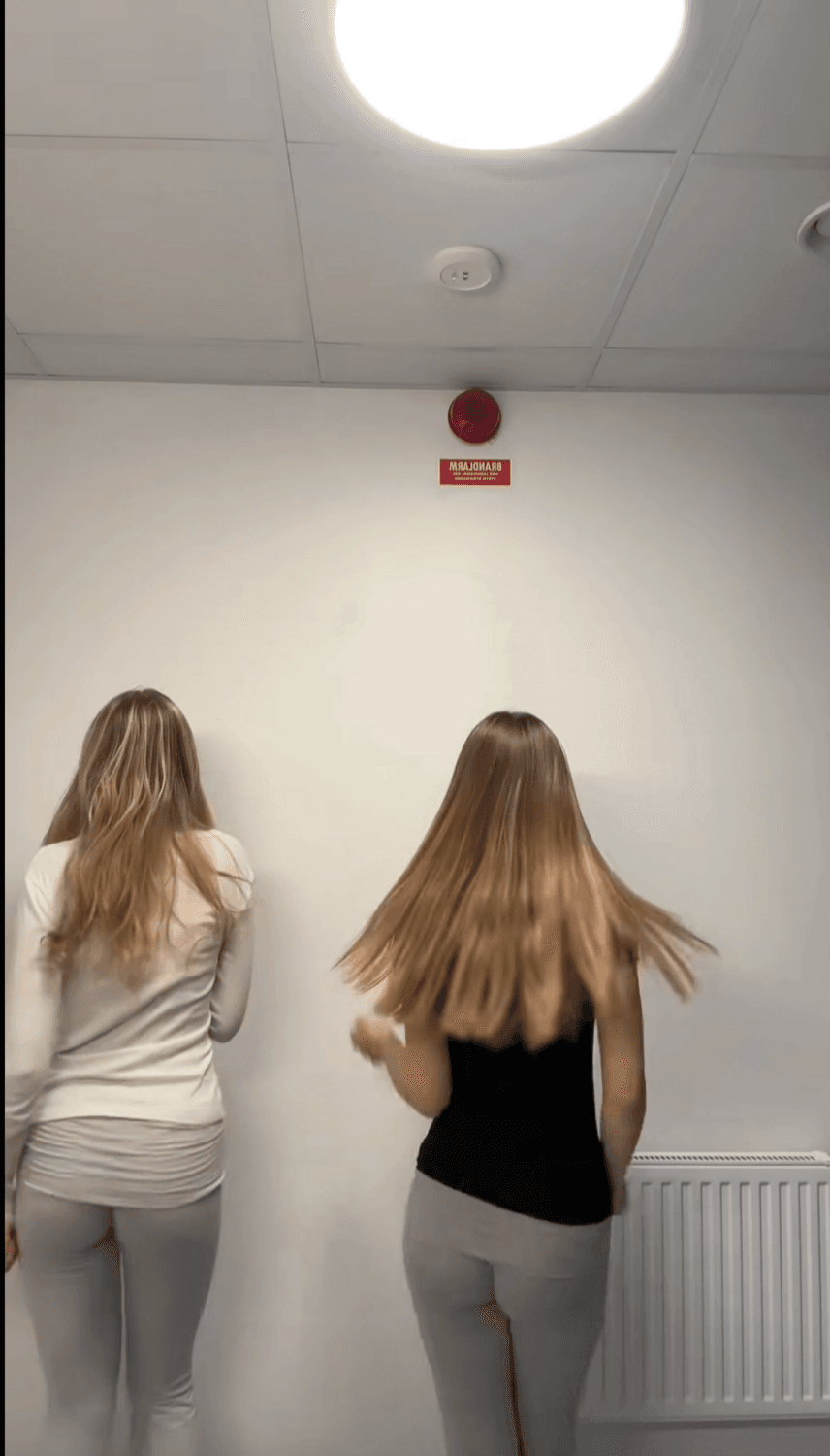 hot blonde teens doing tik tok dance