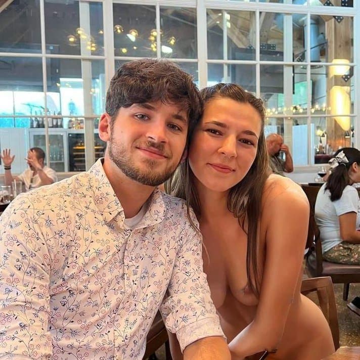 Boyfriend gets dinner with nudist girlfriend