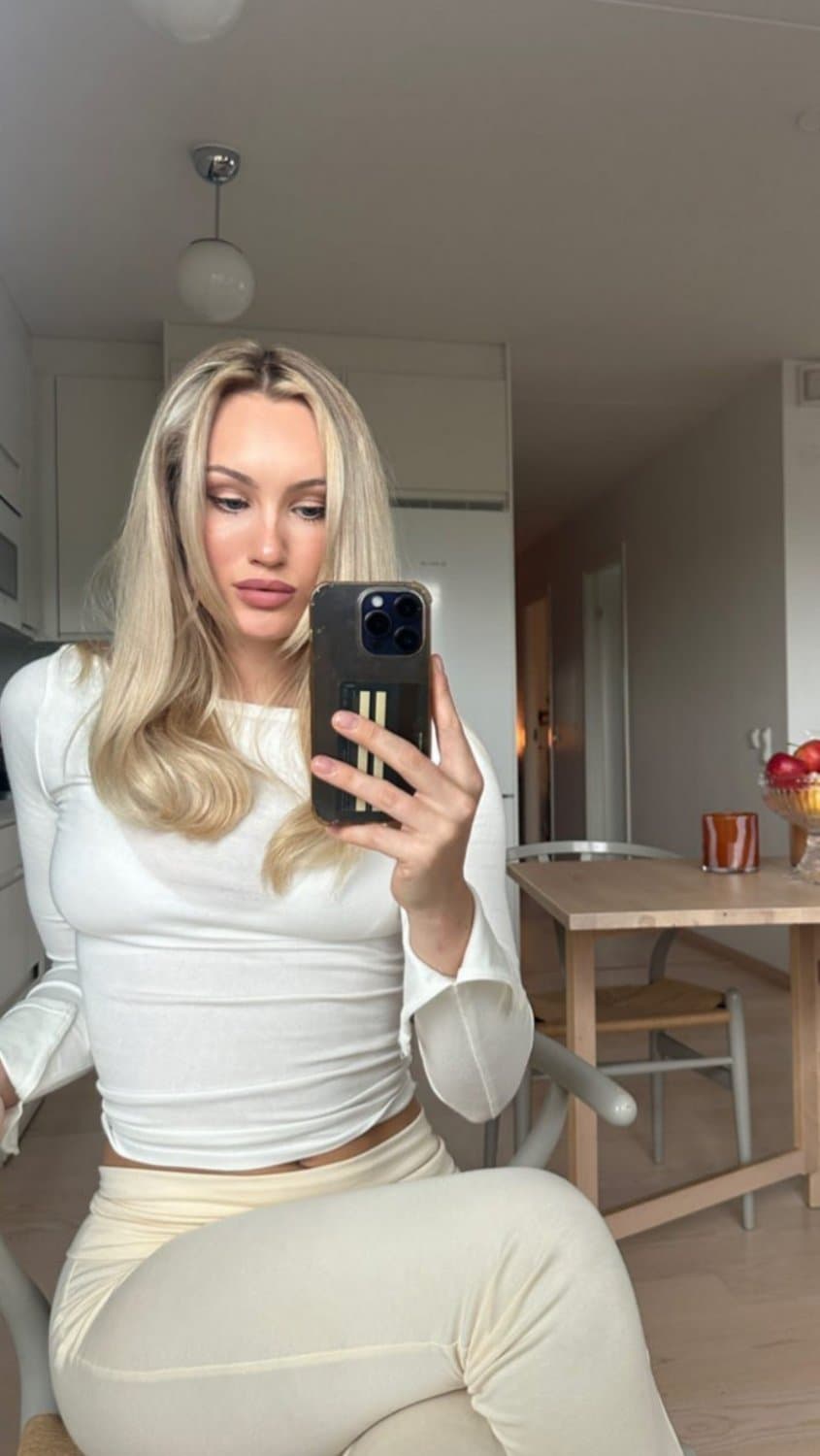 Swedish teen arching in Calvin klein thong