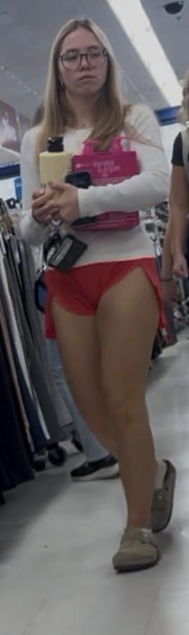 Tight shorts tight Pussy print blonde