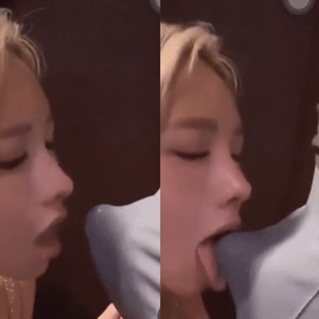 Japanese Asian teen worshipping his hard cock with her mouth and tongue