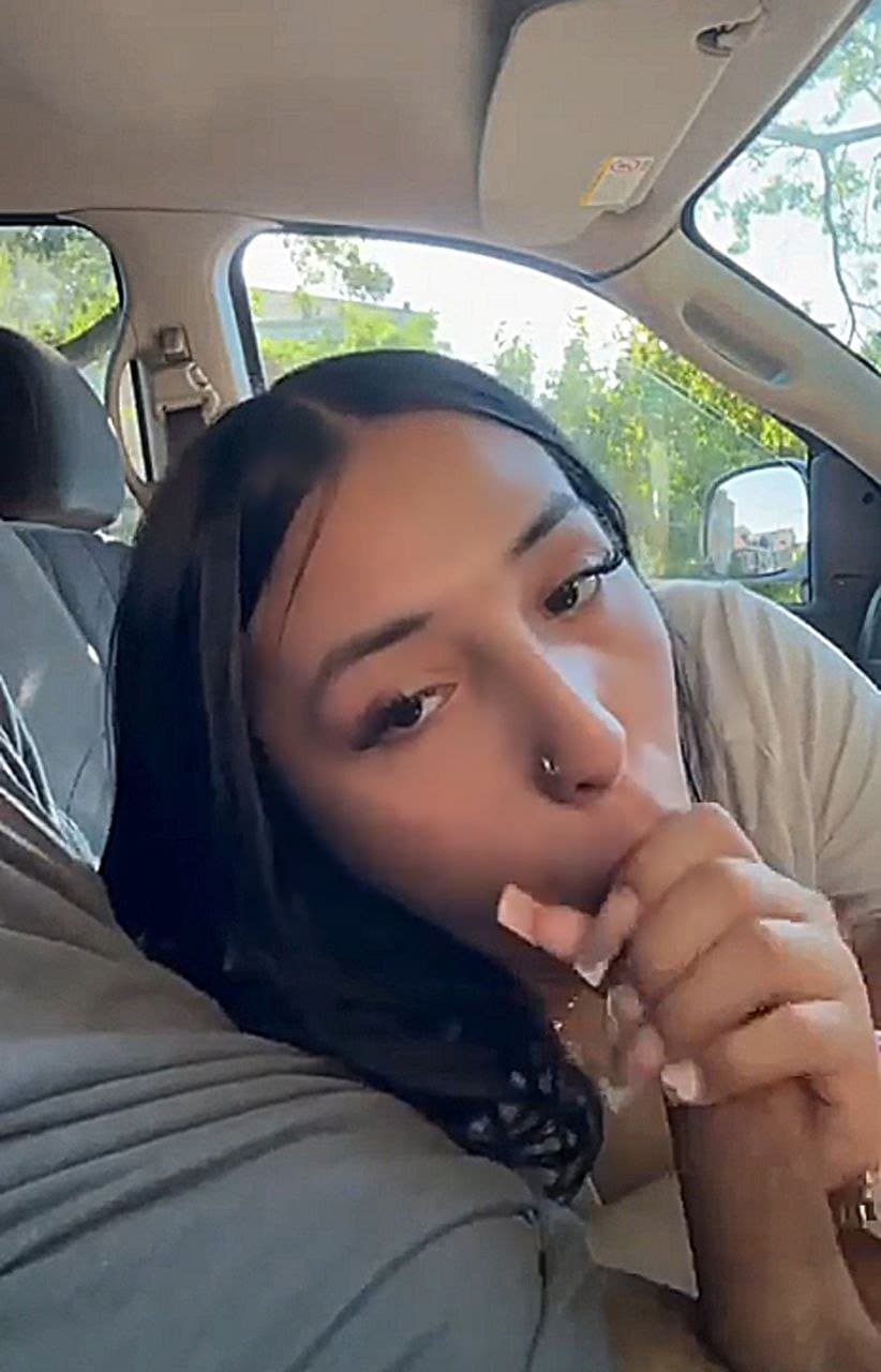 Hot latina with big boobs jerks and sucks him off