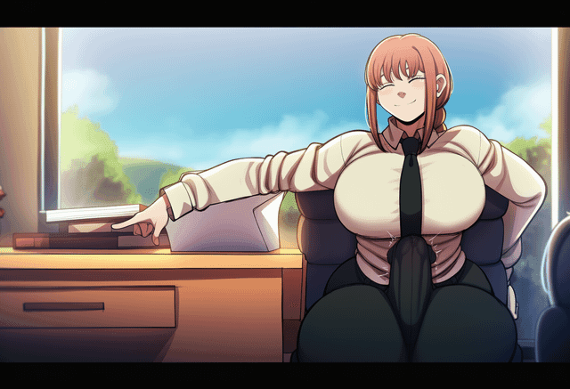 power helping out makima futa at the office