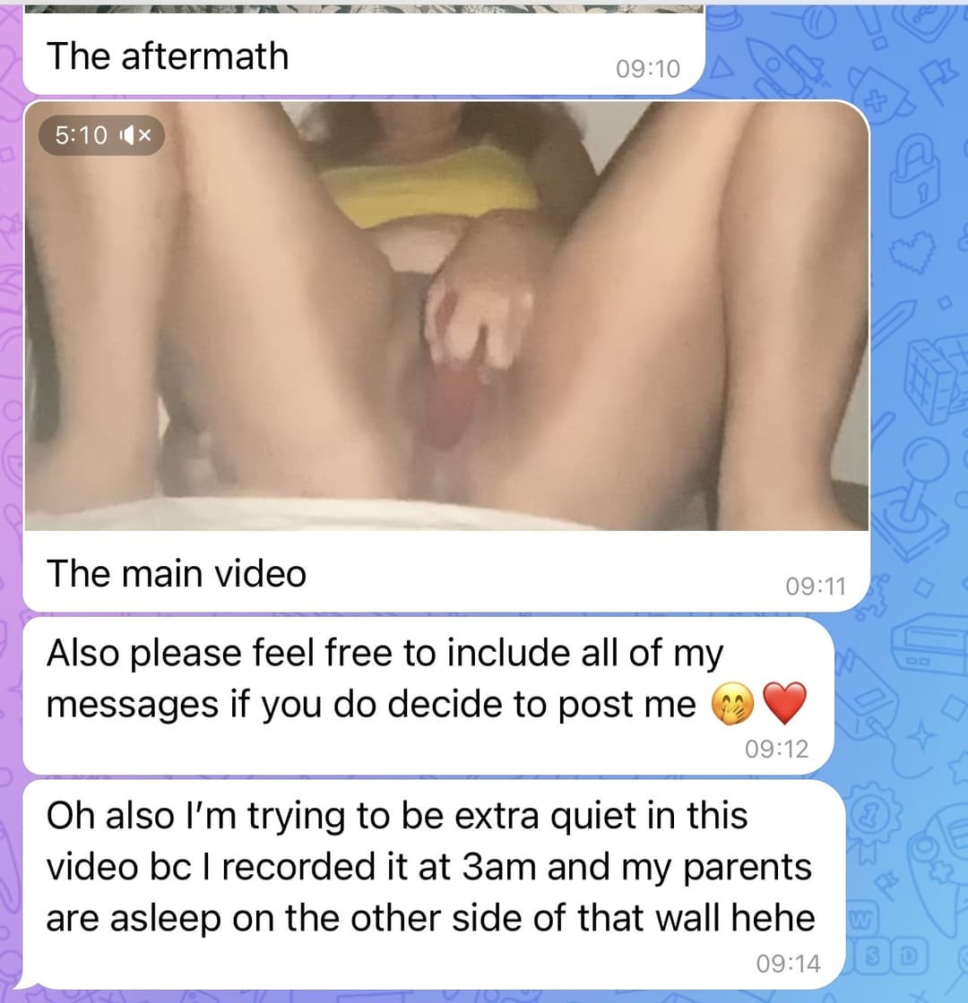 Webslut stayed up till 4am to squirt all over her bed whilst her parents slept next door ??‍???