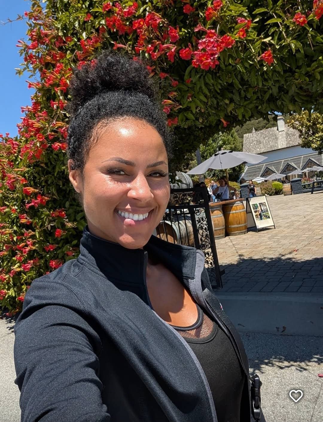 Sexy slut black wife has a hot mom bod.  She smiles as she waits for your hot load facial