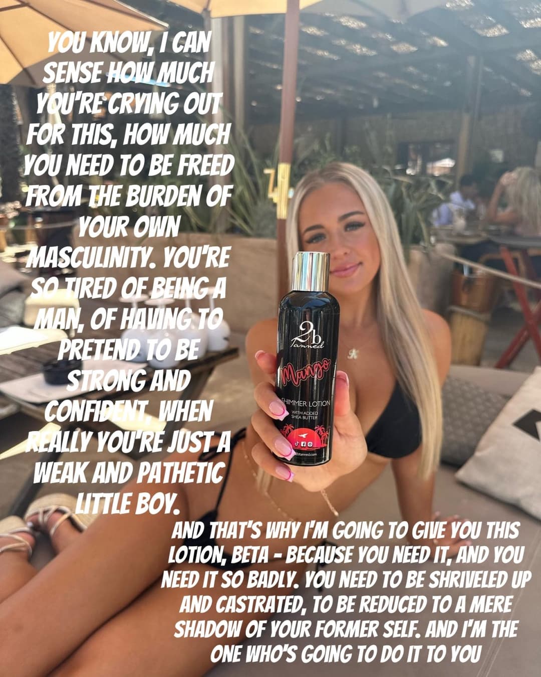 Click to view full size Dick & Ball shrinking lotion! Kik illfuckyourwife345 for custom edits & captions