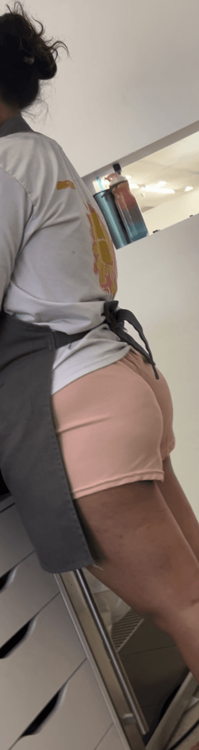 Clerk thick ass closeup