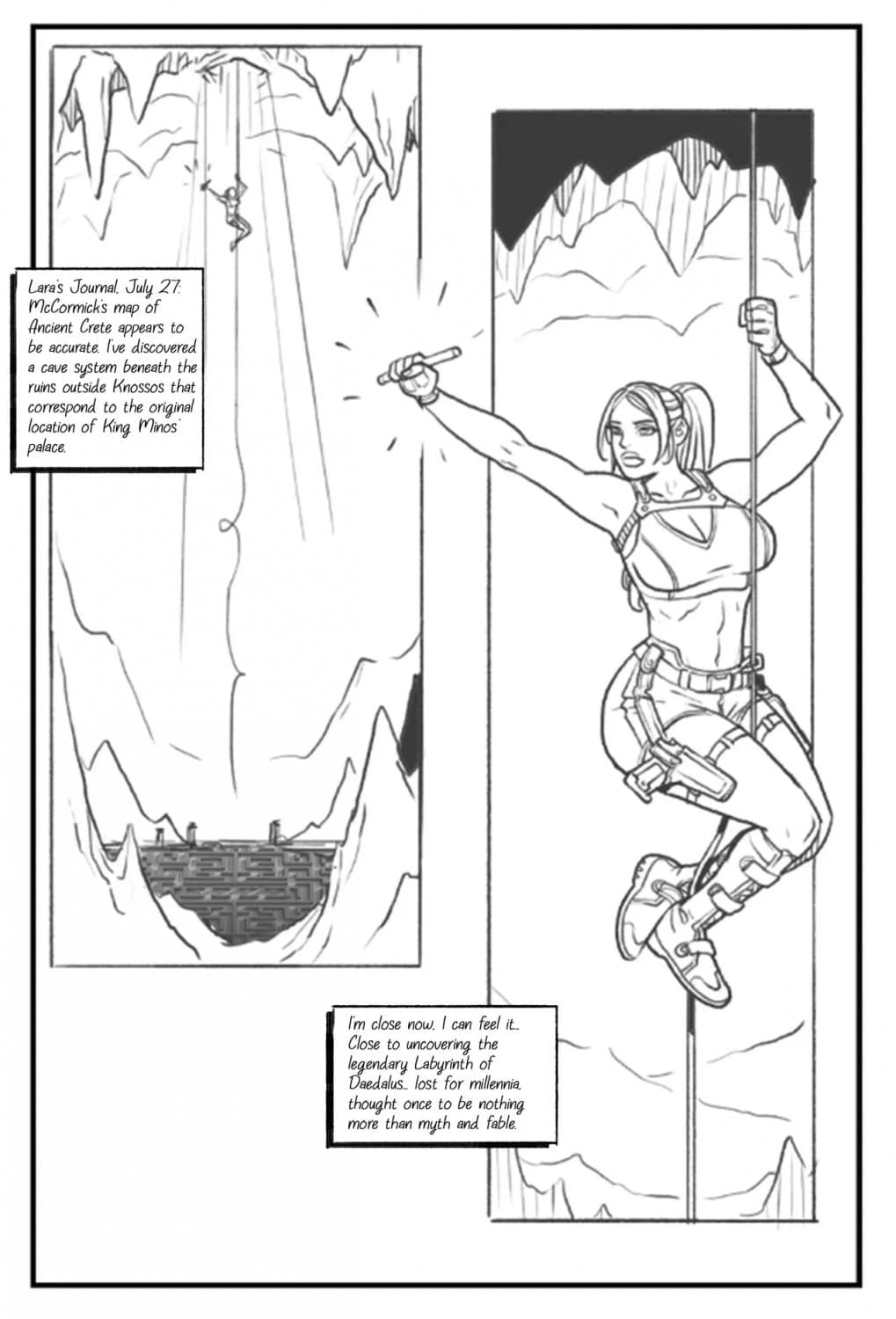 [comic] Lara Croft in the labyrinth of the minotaur (english - español)
