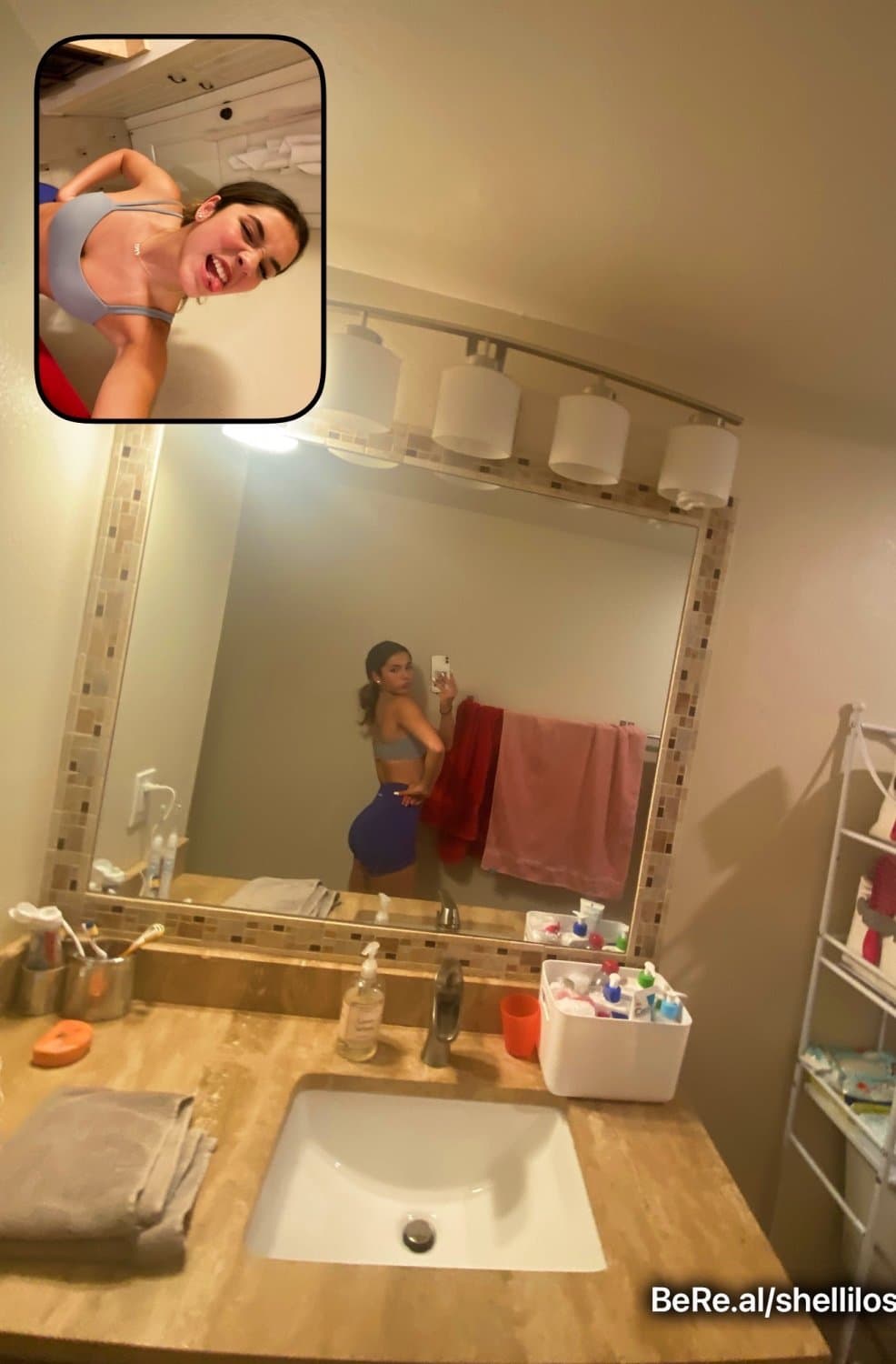 Track teen Shelli shows off her ass cheeks