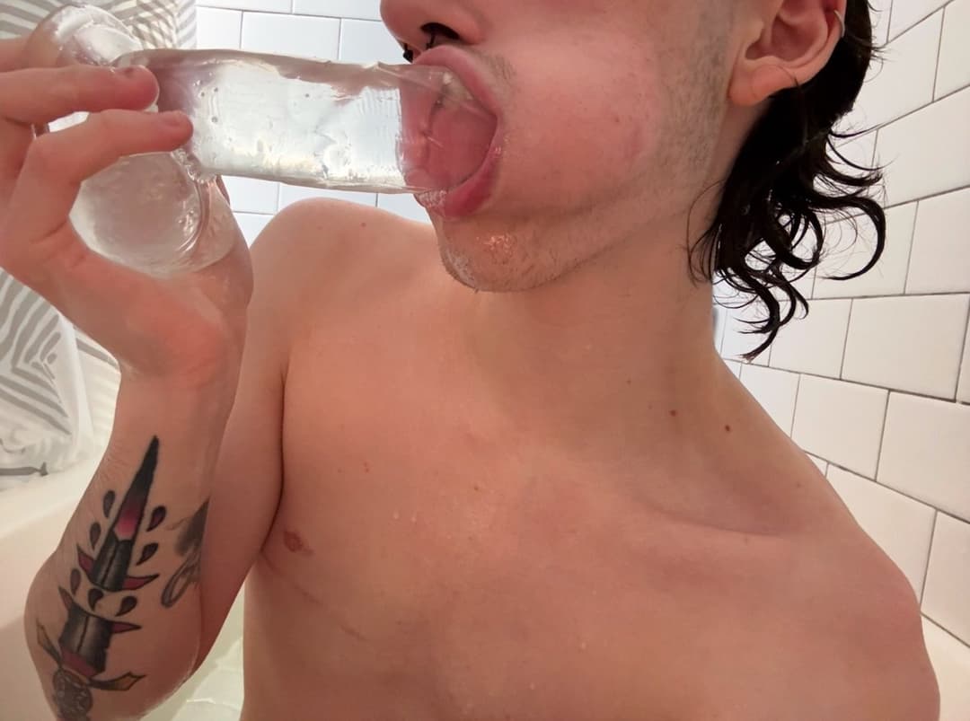 Ftm slut practicing for daddy’s cock