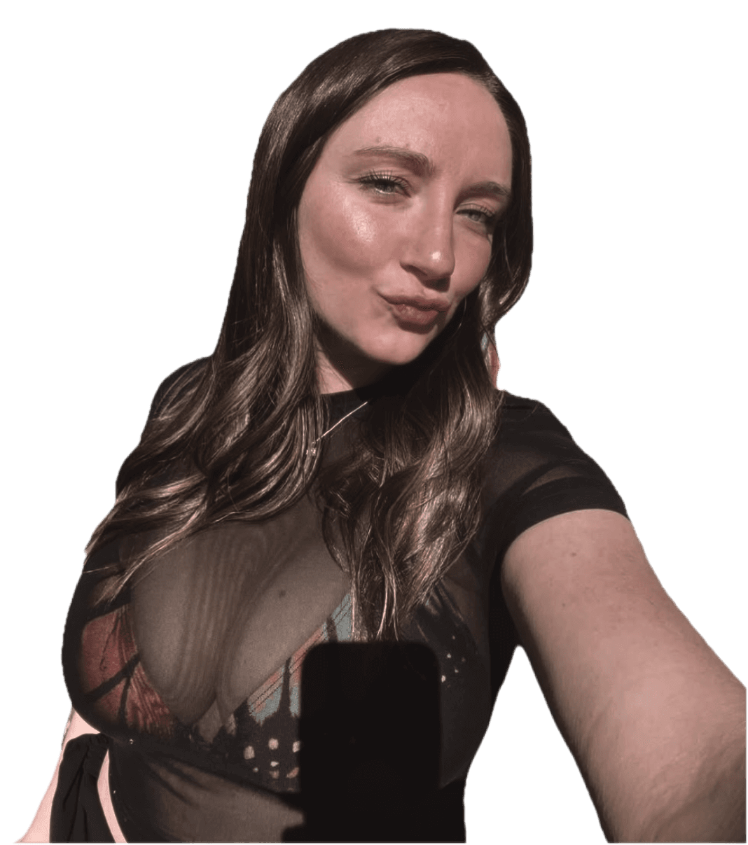 On her knees watching my big dick worship her big tits