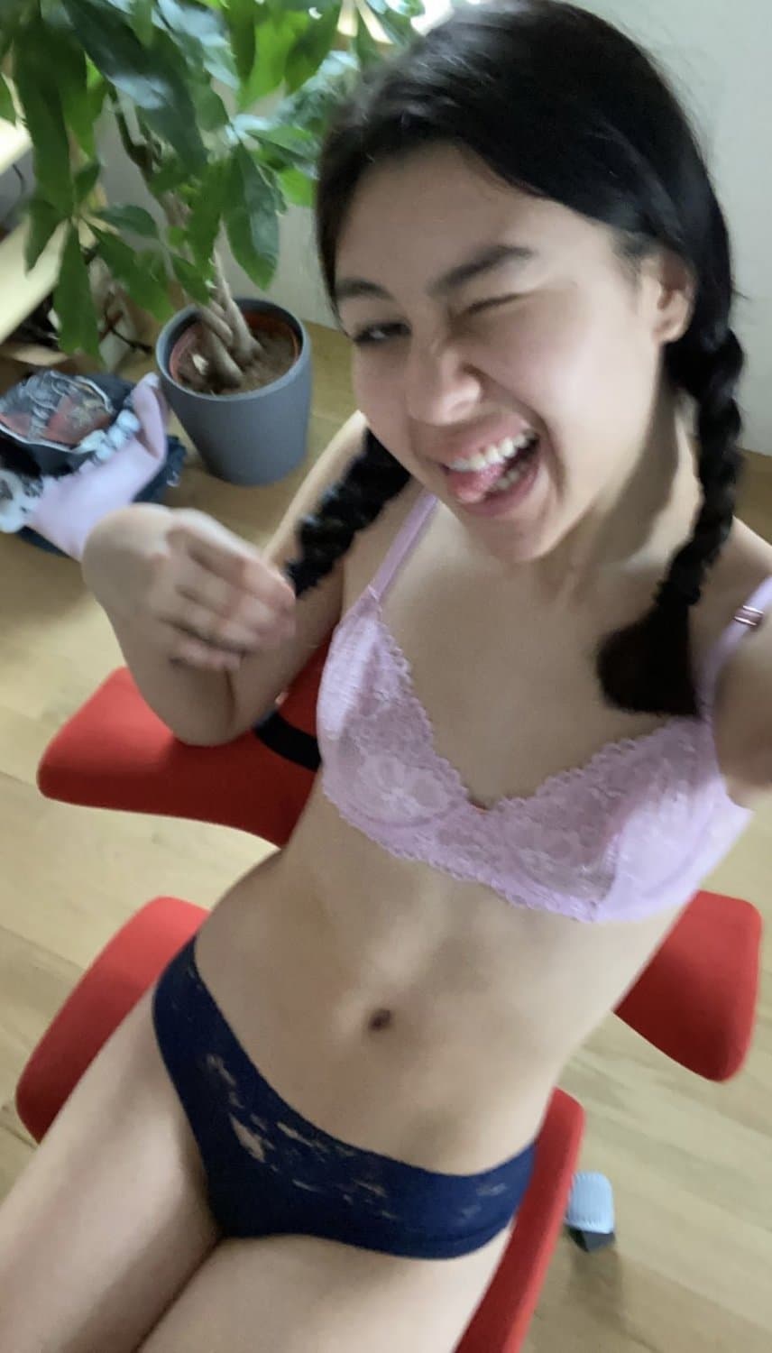 ASIAN Goth Girl in Calvin Klein Panties LEAKED! Nudes included! Fap to her submissive body!