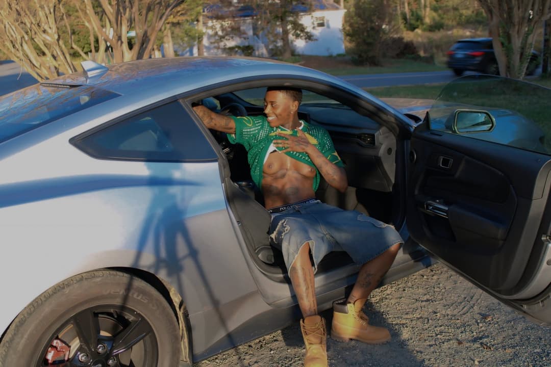 Short hair Black dyke stud ebony tomboy Taj P5