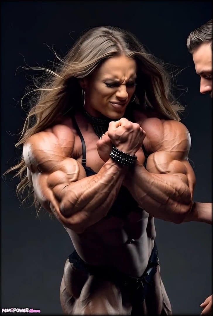 Muscle worship makes her hypertrophic masses get bigger and harder, like an erection