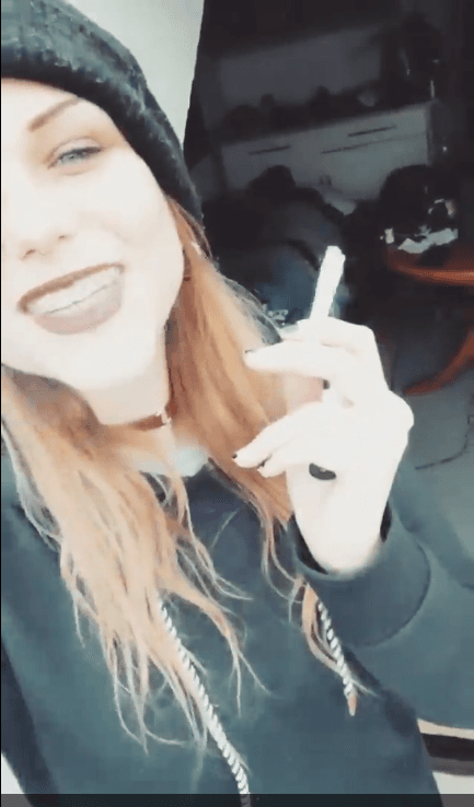 smoking hot emo hipster goth girl fucks the guys in the band. I love when women smile and smoke.