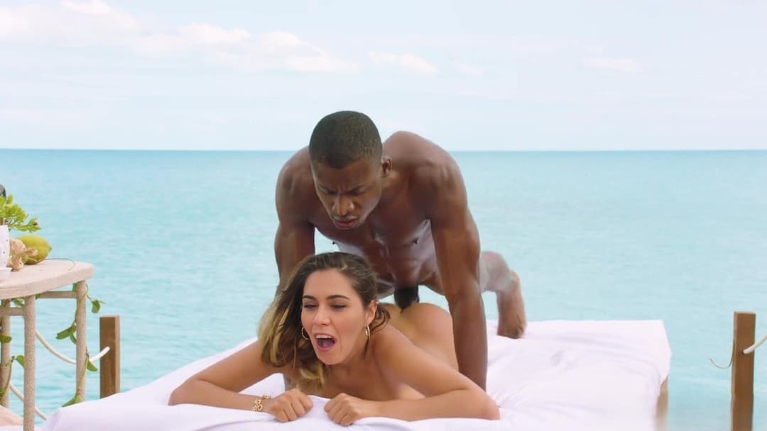 brunette takes bbc pounding at the beach. latina fucked interracial outdoor gangbang