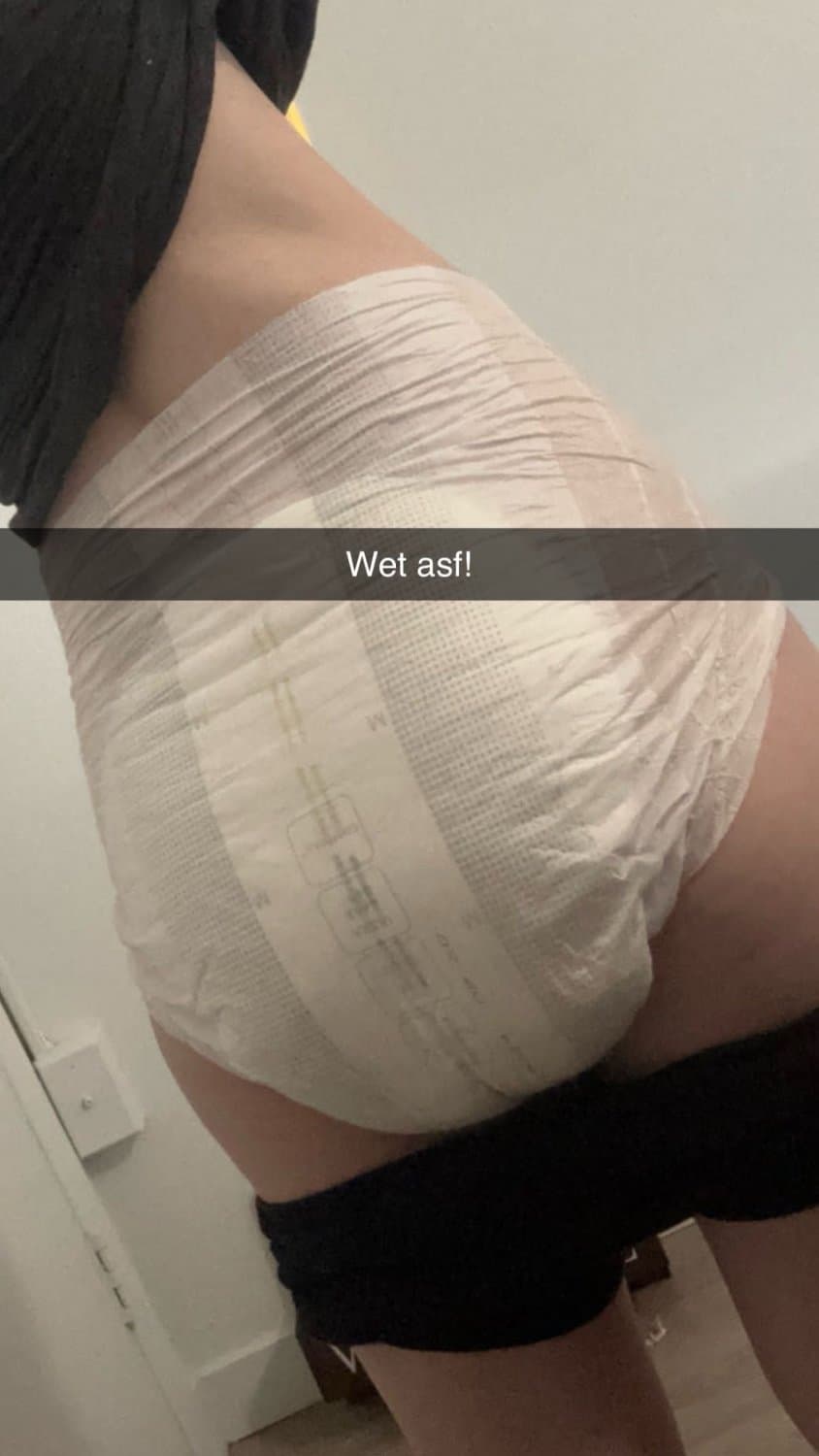 Click to view full size Incontinent college girl doesn’t mind showing off her diapers