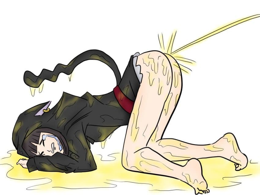 Cute hentai cat girl getting pissed on crying