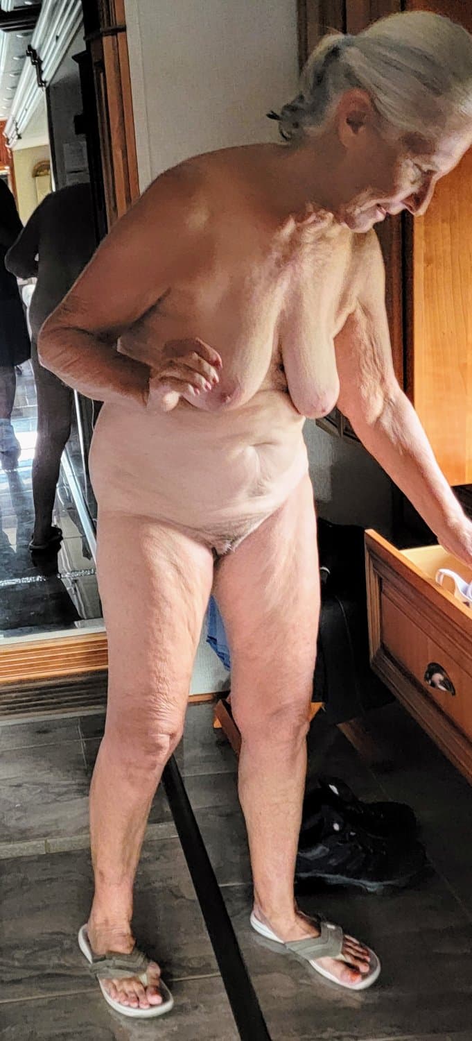 Joyce Naked Showing her Saggy Tits While Getting Dressed