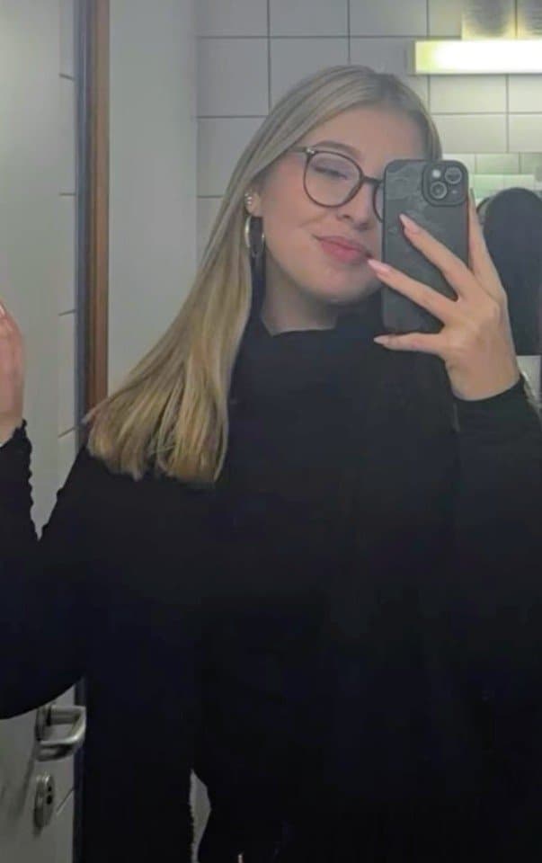 Blonde hair blue eyed curvy IRL Csenge likes to pose and show off her slutty full figured body