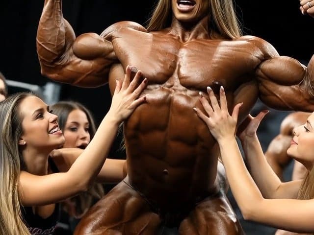 Click to view full size The naked bodybuilding show now is turning to a wild lesbian muscle orgy