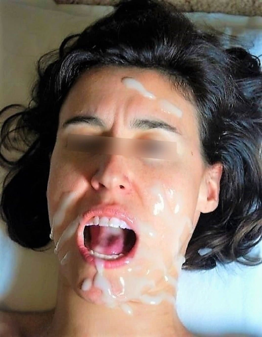 Well trained cumslut wife bukkake experience...again !