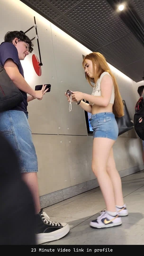 My Neighbor’s Tiny Denim Skirt Riding Up in Public – Hidden Cam POV