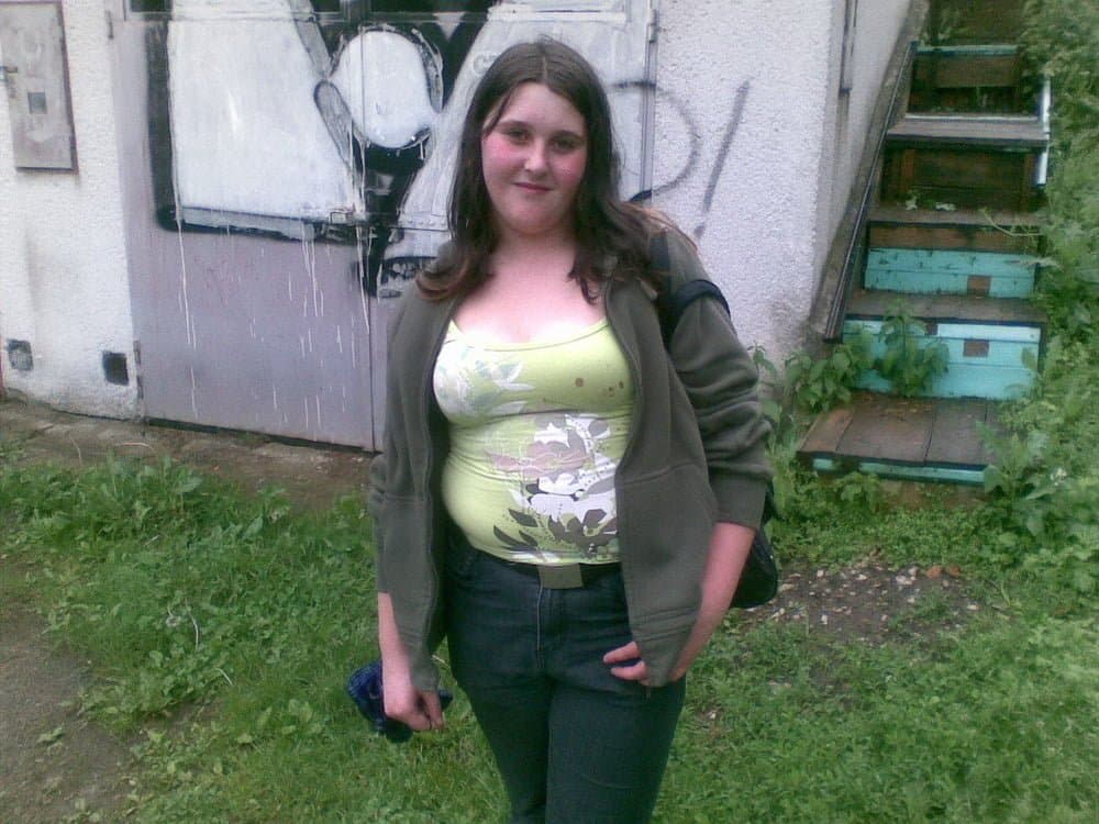 Chubby partner shows us her fat body