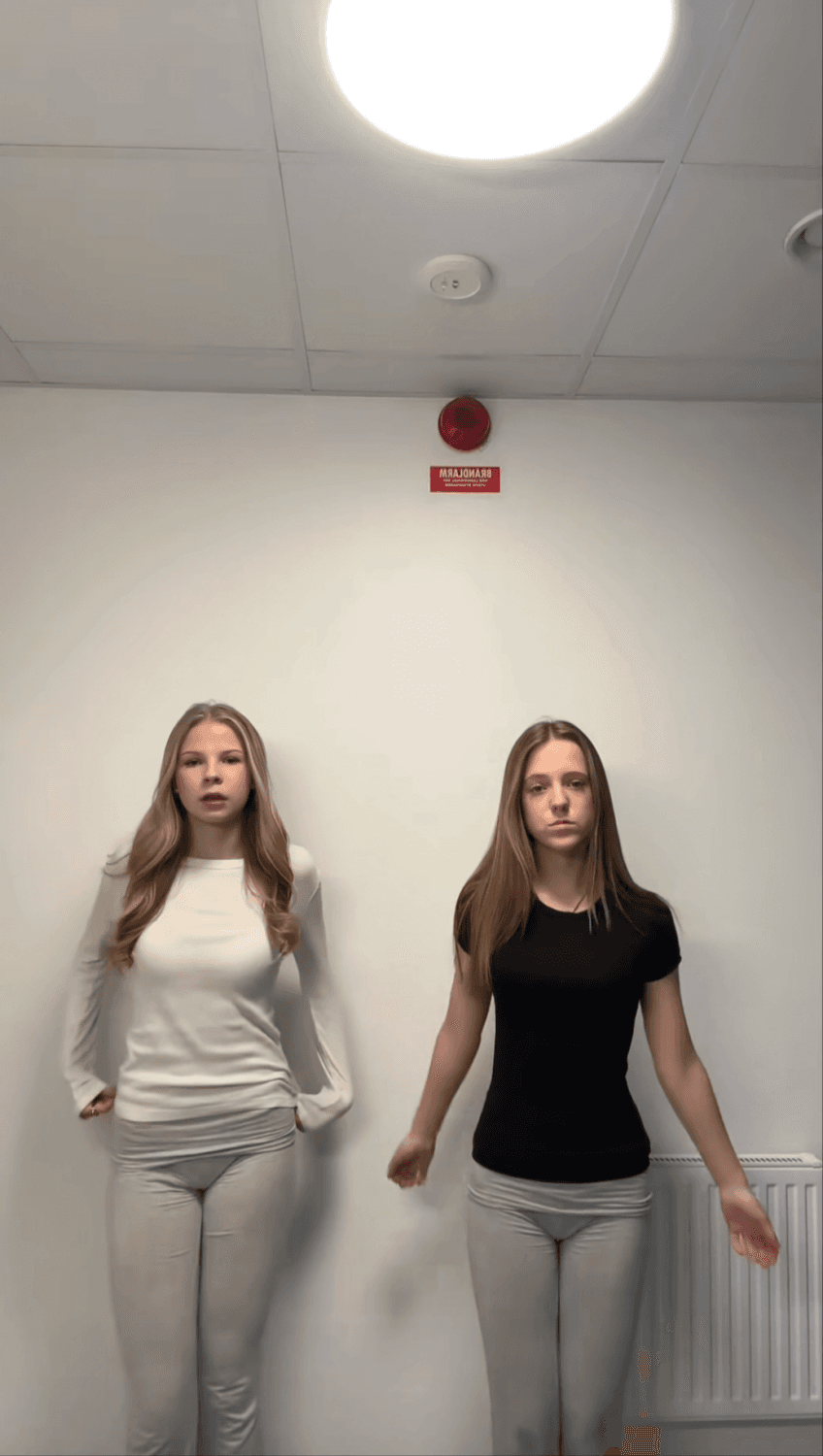 hot blonde teens doing tik tok dance