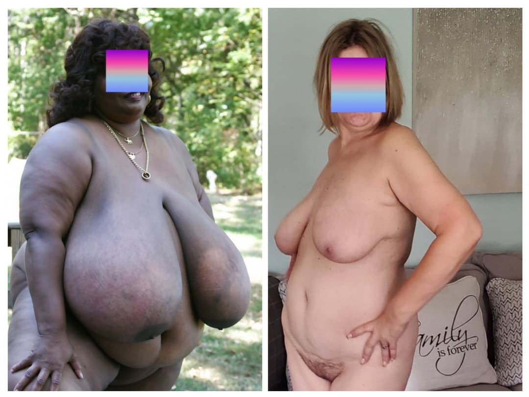 COLLAGE side by side comparison with some of the BIGGEST BLACK BOOBS on erome
